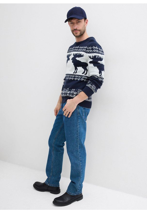 bonprix - Sweter w norweski wzór. Kolor: niebieski