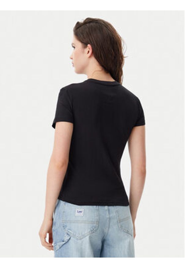 Tommy Jeans T-Shirt Tonal Linear DW0DW20315 Czarny Slim Fit. Kolor: czarny. Materiał: bawełna