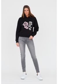 Karl Lagerfeld - KARL LAGERFELD Czarna damska bluza Ikonik, Rozmiar XS. Typ kołnierza: kaptur. Kolor: czarny