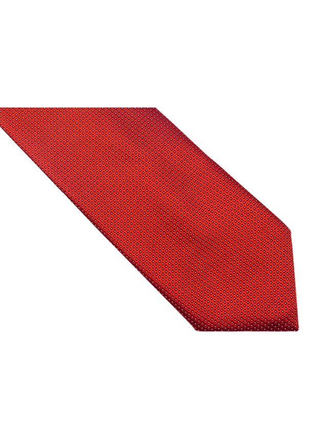 Modini - Czerwony krawat w kropki D160. Kolor: czerwony. Materiał: tkanina, mikrofibra. Wzór: kropki