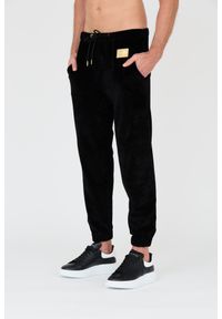 MOSCHINO Czarne męskie welurowe spodnie dresowe, Rozmiar S. Kolor: czarny. Materiał: dresówka, welur #3