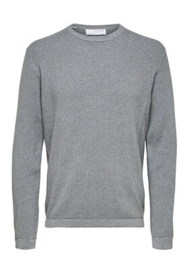 Selected Homme Sweter Rocks 16079776 Szary Regular Fit. Kolor: szary. Materiał: bawełna