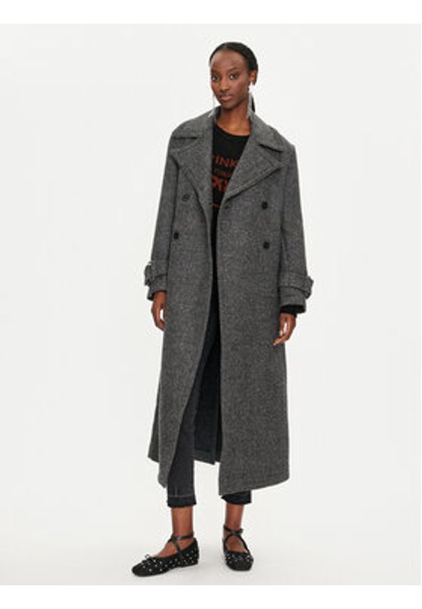 Pinko - PINKO Płaszcz wełniany Calice 104041 A23R I75 Szary Regular Fit. Kolor: szary. Materiał: wełna