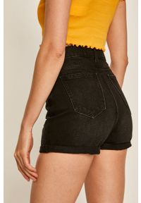 TALLY WEIJL - Tally Weijl Szorty damskie kolor czarny gładkie high waist. Okazja: na co dzień. Stan: podwyższony. Kolor: czarny. Materiał: jeans, denim. Wzór: gładki. Styl: casual #3