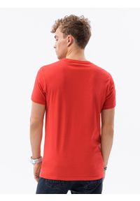 Ombre Clothing - T-shirt męski bawełniany BASIC - czerwony S1224 - XXL. Kolor: czerwony. Materiał: bawełna. Styl: klasyczny #5