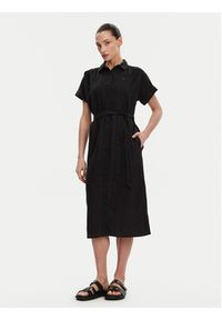 TOMMY HILFIGER - Tommy Hilfiger Sukienka koszulowa Ess WW0WW44653 Czarny Regular Fit. Kolor: czarny. Materiał: len. Typ sukienki: koszulowe #4