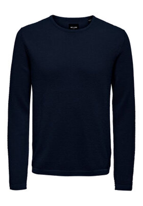 Only & Sons Sweter Panter 22016980 Granatowy Regular Fit. Kolor: niebieski. Materiał: bawełna. Wzór: motyw zwierzęcy