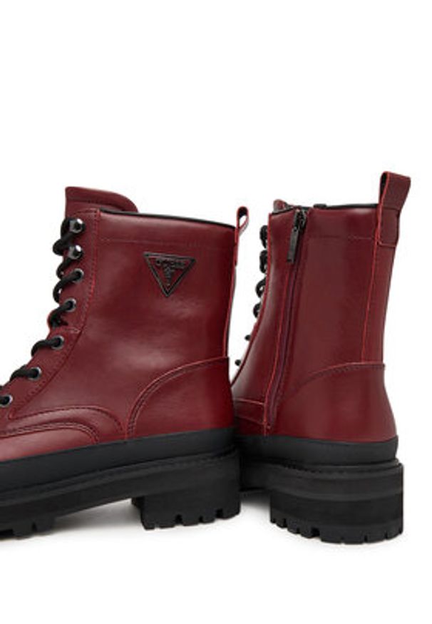 Guess Trzewiki FLFB2D LEA10 Bordowy. Kolor: czerwony. Materiał: skóra