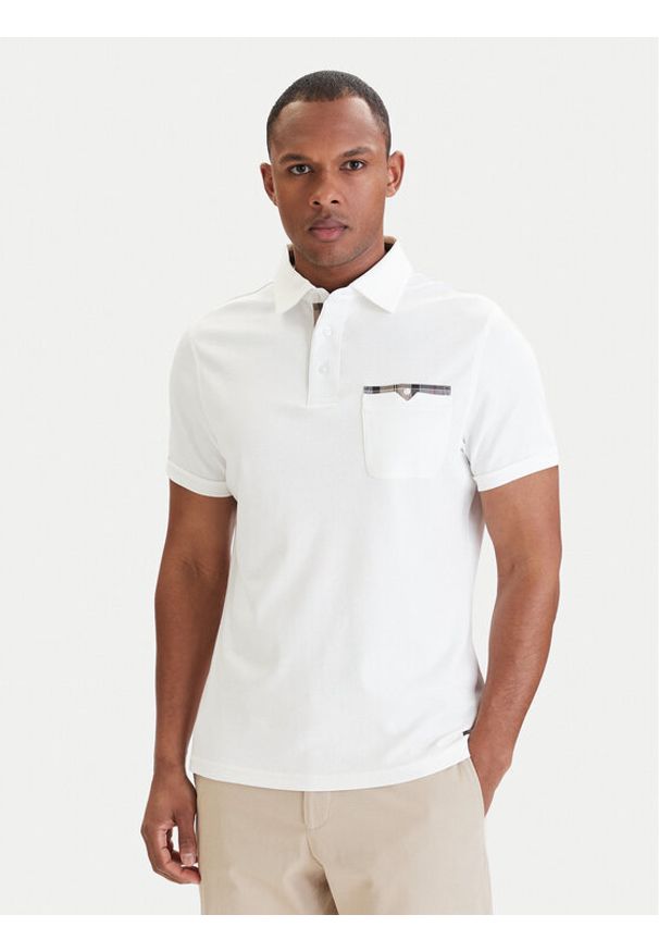 Barbour Polo Premium CorpatchMML1496WH11 Biały Tailored Fit. Typ kołnierza: polo. Kolor: biały. Materiał: bawełna