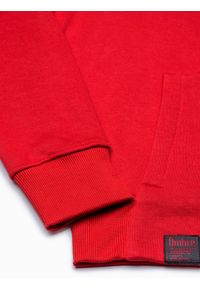 Ombre Clothing - Bluza męska z kapturem B1079 - czerwona - XL. Typ kołnierza: kaptur. Kolor: czerwony. Materiał: poliester, bawełna #2