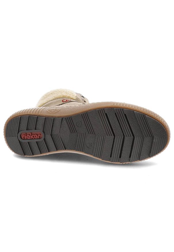 Beżowe Botki Rieker Damskie Stylowe Obuwie. Okazja: do pracy, na co dzień. Zapięcie: sznurówki. Kolor: beżowy. Materiał: skóra ekologiczna, futro. Styl: elegancki