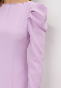 Born2be - Fioletowa Sukienka Taliowana z Bufiastym Rękawem Liliowa Omono. Kolor: fioletowy. Długość: midi #5