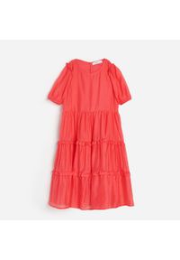 Reserved - Sukienka midi - Pomarańczowy. Kolor: pomarańczowy. Długość: midi