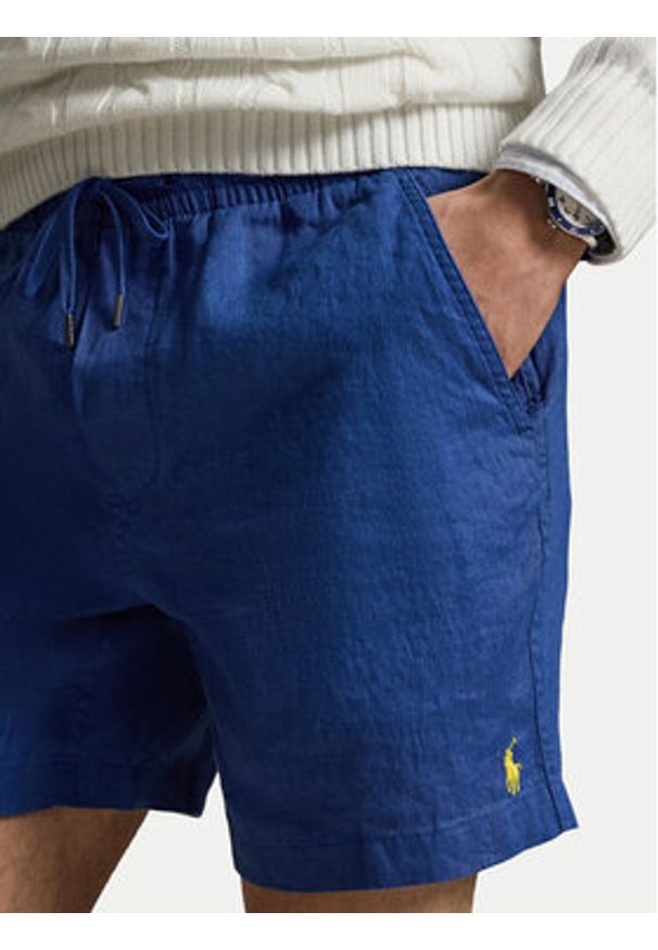 Polo Ralph Lauren Szorty materiałowe 710P08205502 Niebieski Regular Fit. Kolor: niebieski. Materiał: len