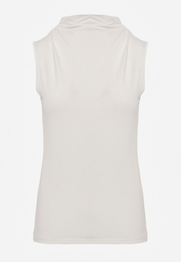 Born2be - Biała Gładka Bluzka Bez Rękawów z Półgolfem Nedivra. Okazja: na co dzień, do pracy, na spotkanie biznesowe. Kolor: biały. Materiał: jeans, materiał, elastan, poliester. Długość rękawa: bez rękawów. Wzór: gładki. Styl: klasyczny, casual, biznesowy, elegancki