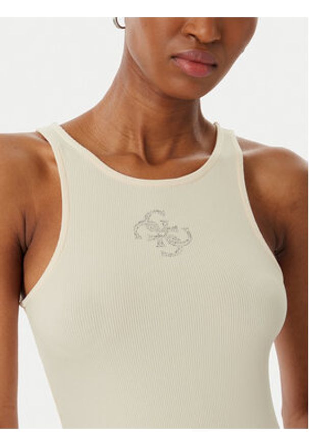 Guess Top W6RP39 KD092 Beżowy Regular Fit. Kolor: beżowy. Materiał: syntetyk