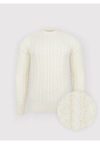 Pako Lorente - PAKO LORENTE - Beżowy sweter męski z kaszmirem. Kolor: beżowy. Materiał: kaszmir. Wzór: ze splotem. Sezon: jesień #9