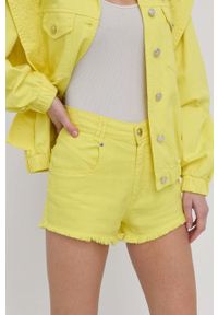 Silvian Heach szorty jeansowe damskie kolor żółty gładkie high waist. Okazja: na co dzień. Stan: podwyższony. Kolor: żółty. Materiał: jeans. Wzór: gładki. Styl: casual