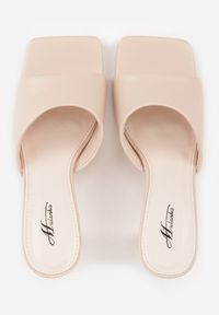 Renee - Beżowe Klapki na Szpilce z Kwadratowym Noskiem Peep Toe Avenata. Okazja: na co dzień, na randkę. Nosek buta: otwarty. Kolor: beżowy. Materiał: jeans, skóra, koronka. Obcas: na szpilce. Styl: casual #8