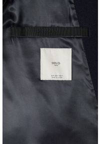 Mango Man płaszcz z domieszką wełny Hake kolor granatowy przejściowy. Okazja: na co dzień. Kolor: niebieski. Materiał: wełna. Styl: casual, klasyczny