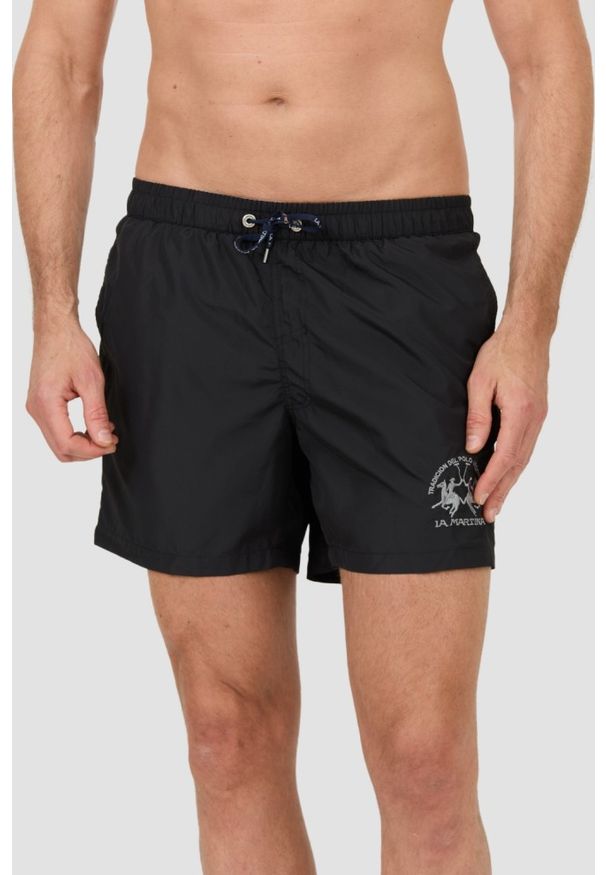 La Martina - LA MARTINA Czarne męskie kąpielówki, Rozmiar XXL. Kolor: czarny. Materiał: nylon