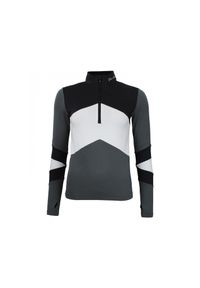 PEAK MOUNTAIN - Damska koszulka 1st Skin z zamkiem błyskawicznym Peak Mountain. Typ kołnierza: kołnierzyk stójkowy. Kolor: wielokolorowy, szary, czarny. Wzór: geometria. Sport: turystyka piesza #1