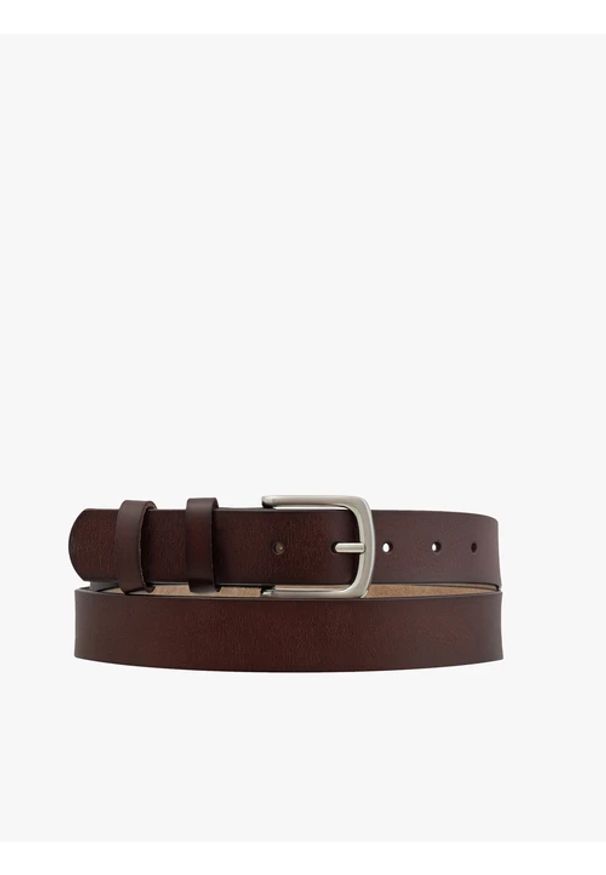 Ryłko - Ciemnobrązowy pasek męski ze skóry licowej. Kolor: brązowy. Materiał: skóra. Styl: elegancki, street, klasyczny, casual