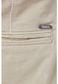 Pepe Jeans spodnie Crusade damskie kolor beżowy joggery medium waist. Kolor: beżowy. Materiał: tkanina