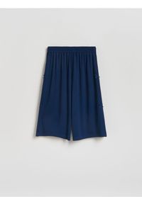 Reserved - Kuloty z kokardkami - granatowy. Kolor: niebieski. Materiał: dzianina #1