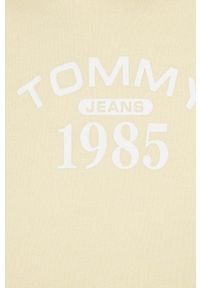 Tommy Jeans bluza damska kolor żółty z kapturem z nadrukiem. Typ kołnierza: kaptur. Kolor: żółty. Materiał: bawełna, dzianina. Długość rękawa: długi rękaw. Długość: długie. Wzór: nadruk #3