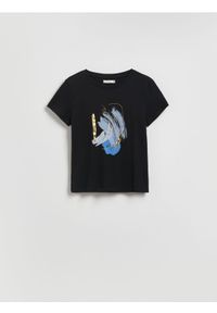 Reserved - T-shirt z nadrukiem - czarny. Kolor: czarny. Materiał: bawełna. Wzór: nadruk