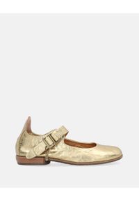 Venezia - ZŁOTE BALERINY B59102 OTTONE. Kolor: złoty. Materiał: skóra, syntetyk. Obcas: na obcasie. Wysokość obcasa: średni #1