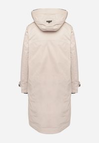 Born2be - Beżowa Pudełkowa Kurtka Typu Parka z Kapturem i Kieszeniami Kaithraea. Typ kołnierza: kaptur. Kolor: beżowy. Materiał: jeans. Sezon: zima. Styl: klasyczny, elegancki #3