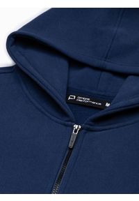Ombre Clothing - Bluza męska rozpinana hoodie z nadrukami - granatowa V3 B1423 - L. Kolor: niebieski. Materiał: bawełna, poliester, elastan. Wzór: nadruk #4