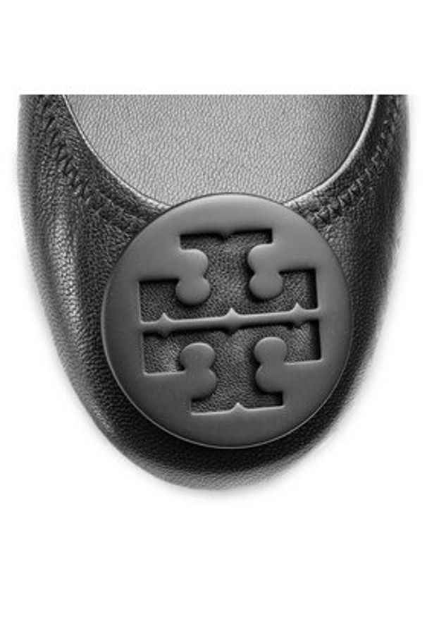 Tory Burch Baleriny Minnie Travel Ballet With Logo 49350 Czarny. Kolor: czarny. Materiał: skóra