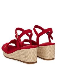TOMMY HILFIGER - Tommy Hilfiger Sandały Mid Woven Wedge Espad Fringe FW0FW09470 Czerwony. Kolor: czerwony. Materiał: materiał #2