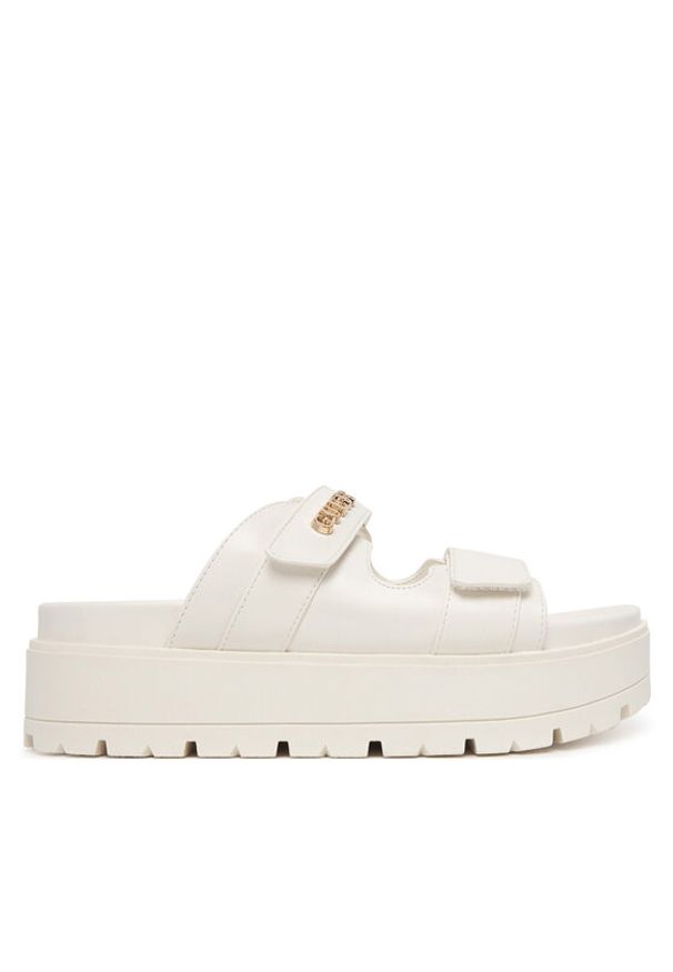 Guess Klapki FLJFAX ELE03 Écru. Kolor: kremowy. Materiał: skóra