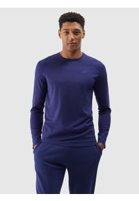 4f - 4F Longsleeve gładki męski - granatowy L. Okazja: na co dzień. Kolor: niebieski. Materiał: dzianina, bawełna, jersey. Długość rękawa: długi rękaw. Długość: długie. Wzór: gładki. Styl: sportowy, casual