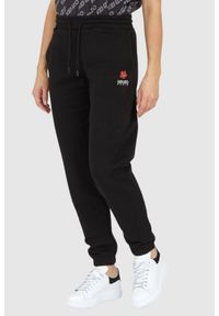Kenzo - KENZO Czarne spodnie dresowe damskie z kwiatkiem, Rozmiar M. Kolor: czarny. Materiał: dresówka. Wzór: kwiaty. Sport: bieganie #1