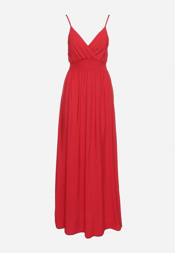 Born2be - Bordowa Sukienka Cadole. Kolor: czerwony. Materiał: bawełna. Długość rękawa: na ramiączkach. Typ sukienki: kopertowe. Styl: wakacyjny. Długość: maxi