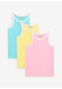 bonprix - Top z bawełną organiczną (3 szt.). Kolor: żółty. Materiał: bawełna