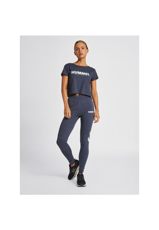 Damska koszulka crop top Hummel Legacy. Kolor: zielony, niebieski, wielokolorowy