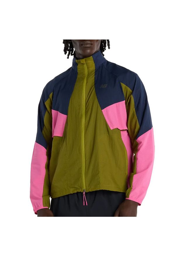 Kurtka męska New Balance MJ61U1I9AAN - zielona. Kolor: zielony. Materiał: materiał, nylon. Sezon: jesień, wiosna