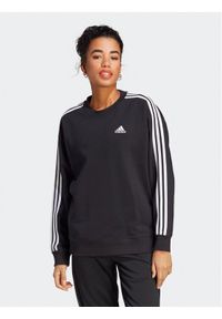 Adidas - adidas Bluza Essentials 3-Stripes Sweatshirt IC8766 Czarny Loose Fit. Kolor: czarny. Materiał: bawełna #1