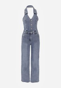 Born2be - Niebieski Jeansowy Kombinezon z Bawełny z Odkrytymi Plecami i Kołnierzykiem Edaviael. Okazja: na co dzień. Kolor: niebieski. Materiał: bawełna, jeans. Styl: casual, klasyczny #3