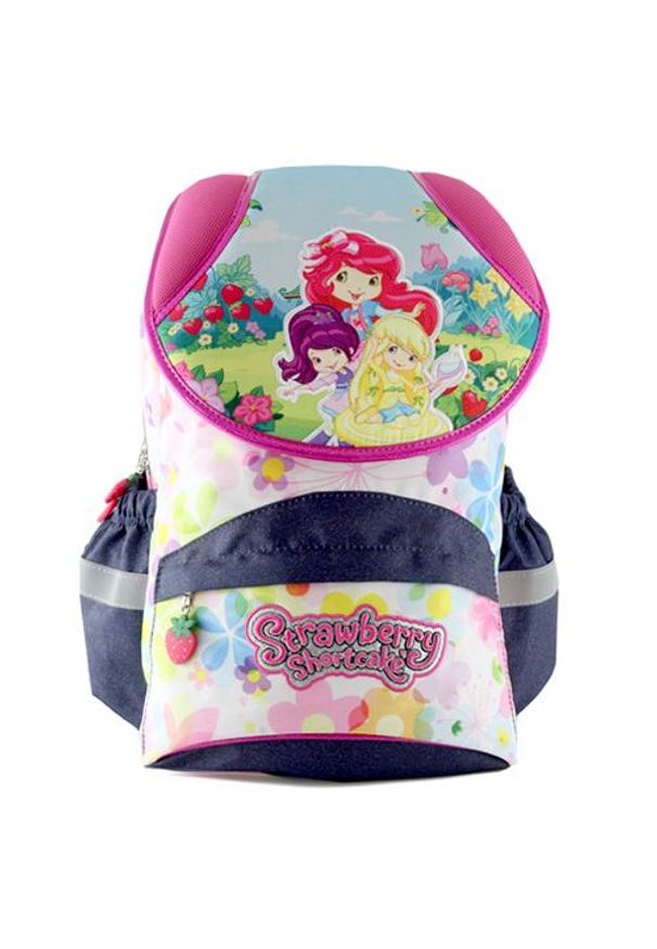 Strawberry Plecak szkolny Shortcake, motyw trzech małych dziewczynek. Wzór: kwiaty
