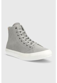 TOMMY HILFIGER - Tommy Hilfiger trampki zamszowe TH HI VULC STREET SUEDE kolor szary FM0FM04797. Nosek buta: okrągły. Zapięcie: sznurówki. Kolor: szary. Materiał: zamsz. Styl: street #5