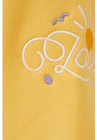 Femi Stories bluza bawełniana Felicia damska kolor żółty z kapturem z aplikacją. Typ kołnierza: kaptur. Kolor: żółty. Materiał: bawełna. Długość rękawa: długi rękaw. Długość: długie. Wzór: aplikacja #5