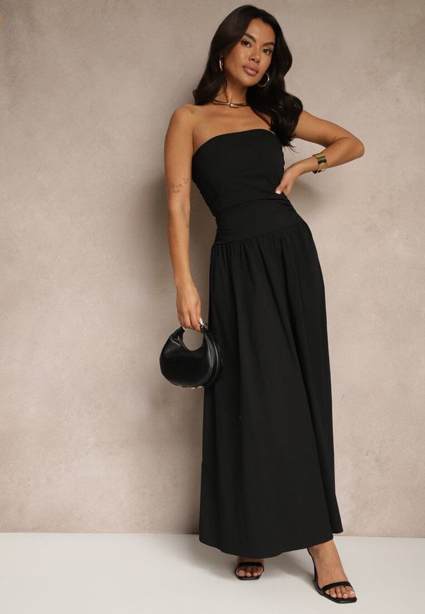Renee - Czarna Koktajlowa Bawełniana Sukienka Bodycon Filitera. Kolor: czarny. Materiał: bawełna. Typ sukienki: bodycon. Styl: wizytowy