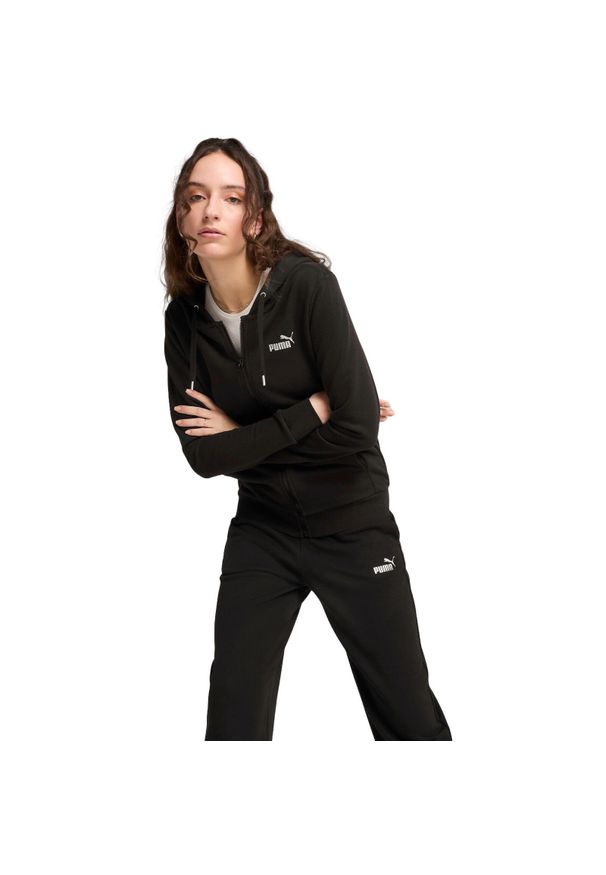 Dres damskie Puma Metallic Hooded Sweat Suit Tr Op. Kolor: czarny. Materiał: dresówka. Sport: fitness